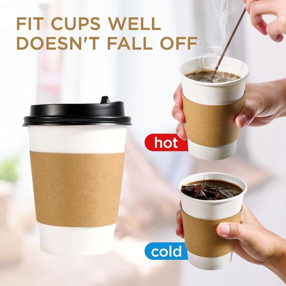 NEW (300-PACK) NATURAL KRAFT COFFEE CUP SLEEVES, READY-TO-USE! (300/CASE) - Picture 5 of 6